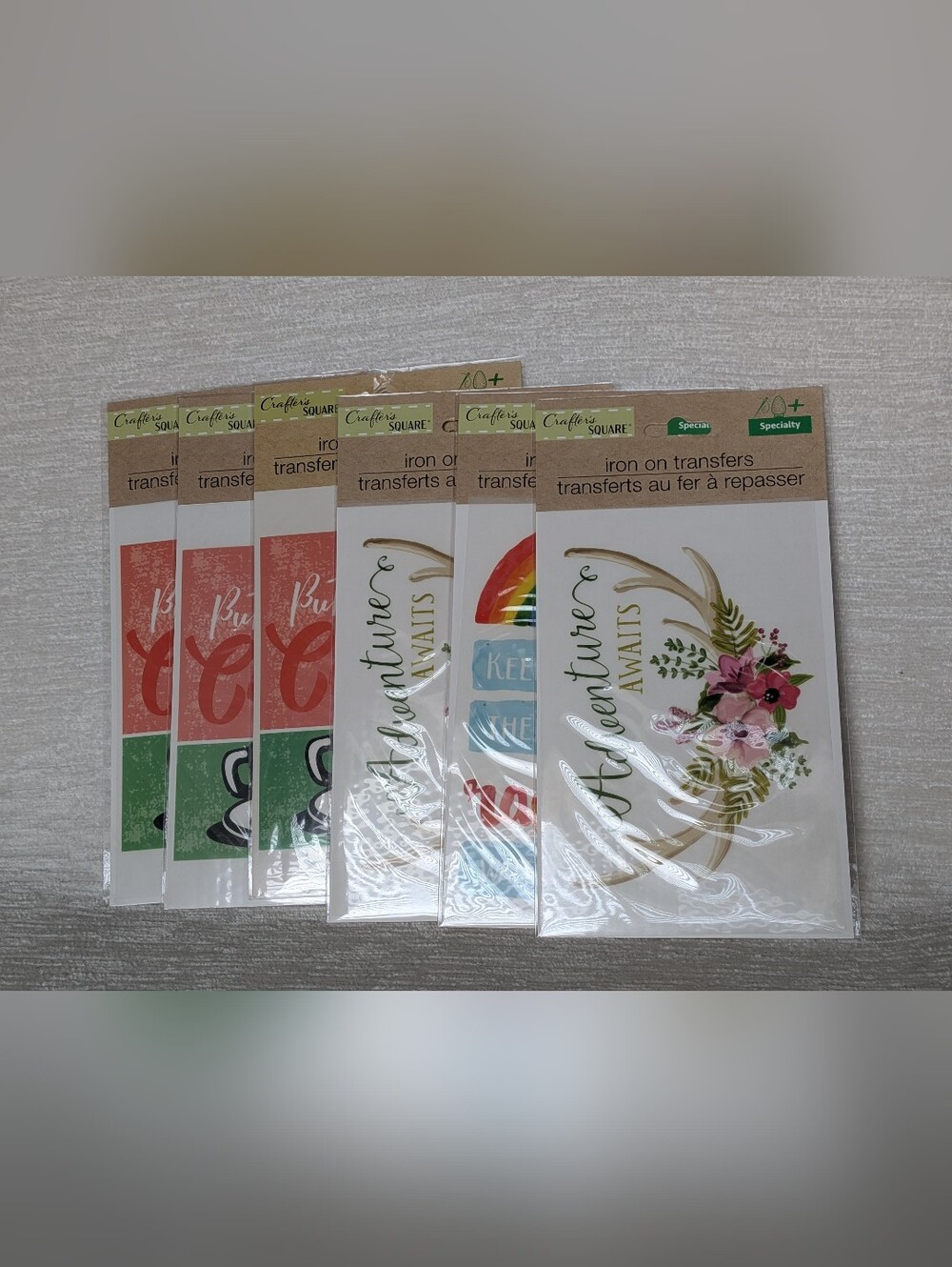 Crafter's Square Iron-On Transfers  Adventure Await(2)/Coffee (3)/Rainbow(1) New
